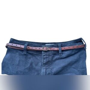 American Eagle Outfitters Brown Leather Skinny Belt with continuous holes